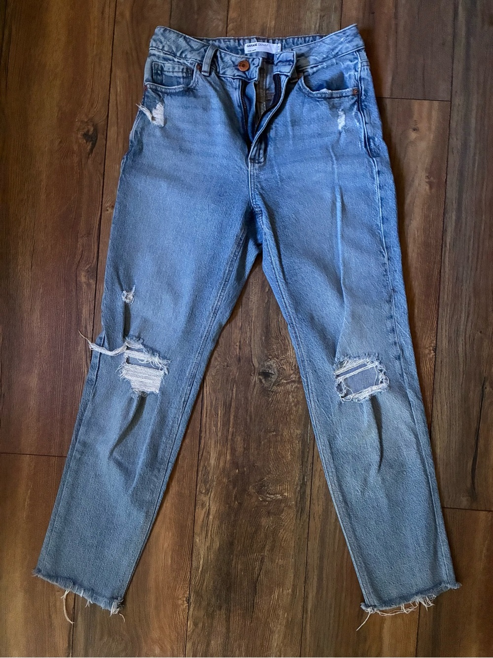 Garage Denim Mom High Waist Distressed Light Blue Jeans - size 26